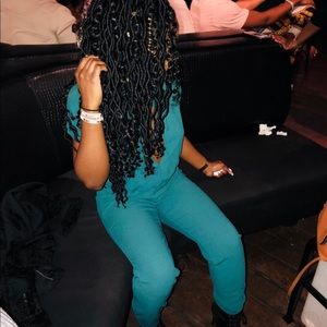 Army green jumpsuit w/ keyhole